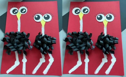 Ostrich paste painting tutorial for kids